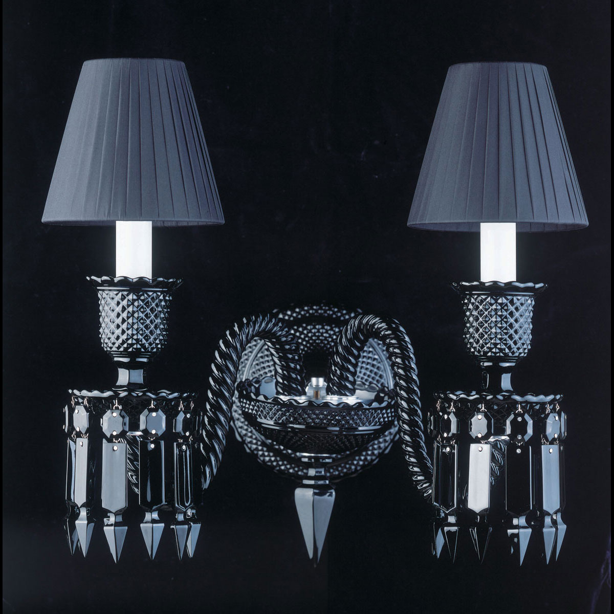 Baccarat Crystal, Zenith 2 Light Black Crystal Sconce Starck By Philippe Starck